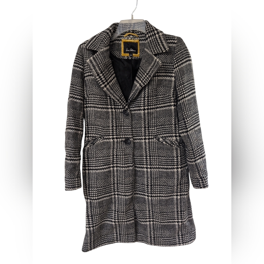 Sam Edelman Two Button Houndstooth Plaid Long Blazer Coat Size XS